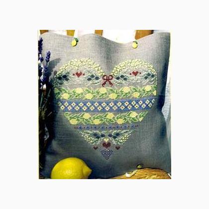 Coussin \"Citrons Olives\" (grille)