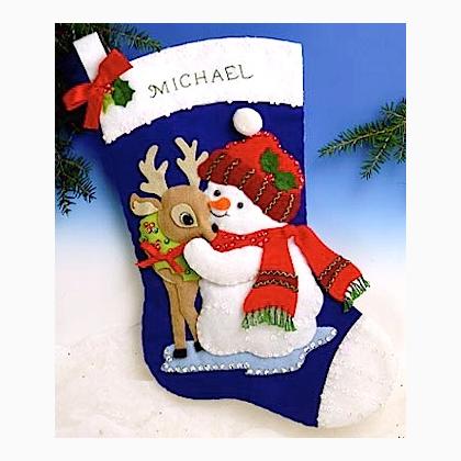 Chaussette renne et homme de neige