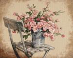 Roses on White Chair