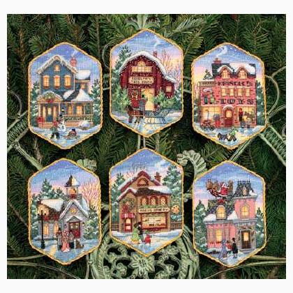 Christmas Village Ornaments (Set of 6)