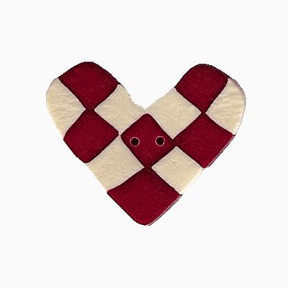 3368O - Overdyed Red & White Checked Heart