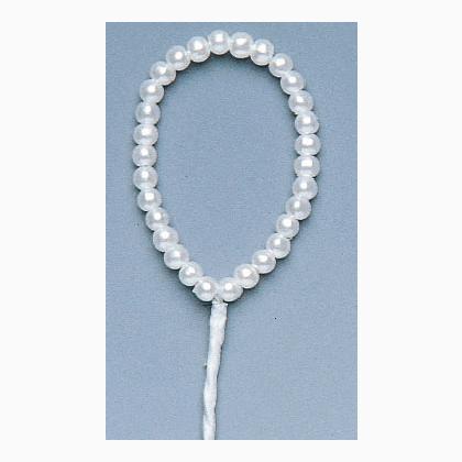 Lacet de perles: 35mm. blanc