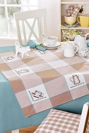 Nappe de cuisine \"kitchen impressions\" blanche/chameau