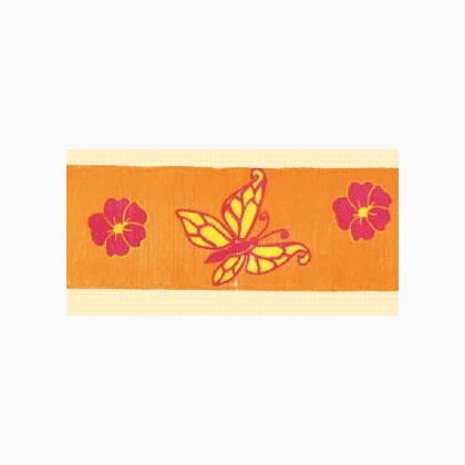 Ruban velour: Papillons - orange