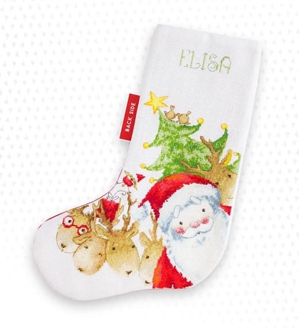 Chaussette Père Noël et rennes