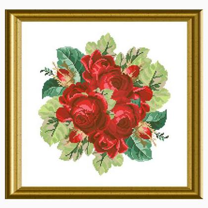 Kit Point De Croix Panna Golden Series Bouquet De Roses - Tissu Aida 15-16ct - Modèle à Compter Neuf