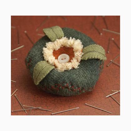 Red Flower Wool Biscornu
