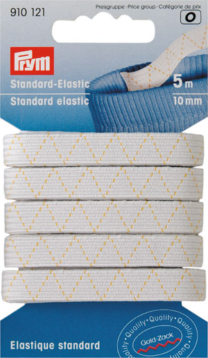 Elastique standard 10 mm blanc - 5m.