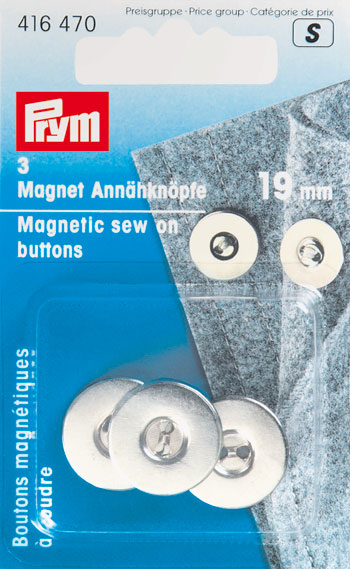 Boutons magnétiques à coudre 19 mm argent