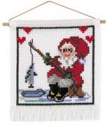 Wooden Hanger: Santa Claus fishes