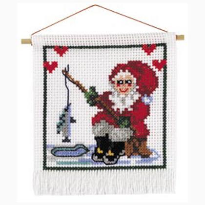 Wooden Hanger: Santa Claus fishes