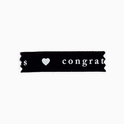 Ruban 15mm - Congratulations - Blanc/Noir