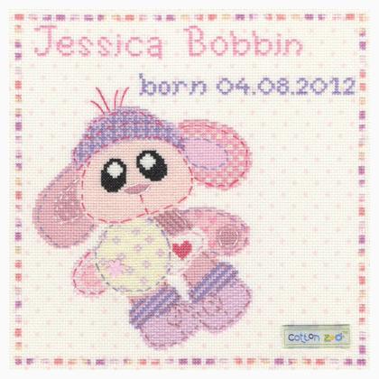Cotton Zoo: Bobbin the Bunny Birth Sampler