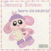 Cotton Zoo: Bobbin the Bunny Birth Sampler