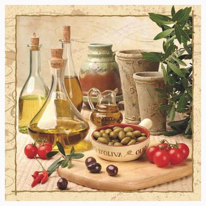 Serviettes Huile, tomate, olive