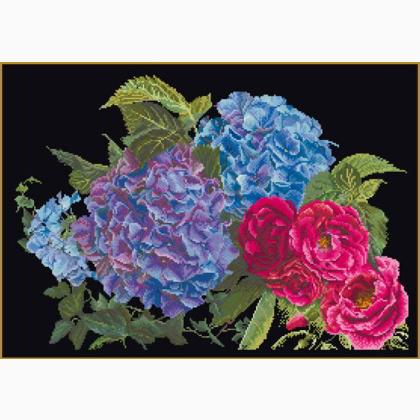 Hortensia & Roses  - noir