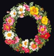 Coussin Roses Wreath - Noir