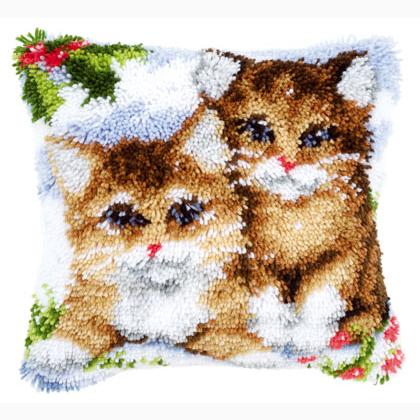 Coussin Chatons dans la neige