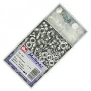 Oeillets avec rondelles laiton inox argent 5 mm