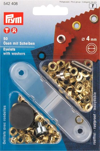Oeillets avec rondelles or 4 mm