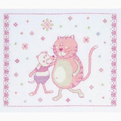 Tableau souris et chatons - Rose