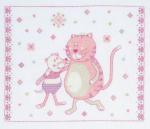 Tableau souris et chatons - Rose
