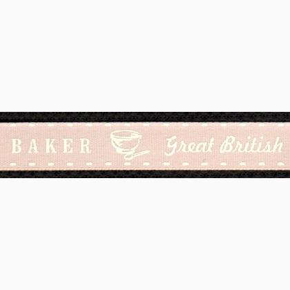 Ruban 15mm - Great British Baker - Blanc/Rose