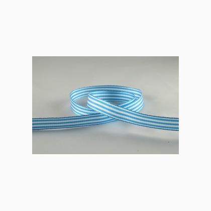 Ruban Rayé 10mm - Turquoise/Blanc