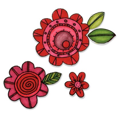 Sizzix Framelits Die Set 10PK w/Stamps - Fleurs #6