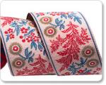 Passementerie Jacquard - Red Garland on Pink - 38 mm