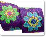Passementerie Jacquard - Flowers on Purple - 38 mm