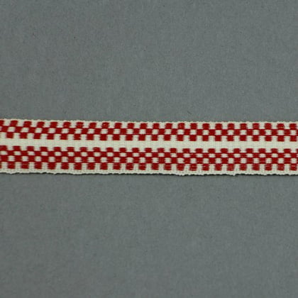 Ruban galon damier - Écru et Vermillon