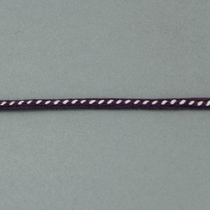 Lacet tressé plat pointillés - Mauve et Nacre