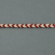 Lacet tressé plat chevrons - Écru et Vermillon