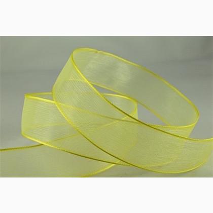 Ruban Organdi avec bordures renforcées 25mm - Jaune