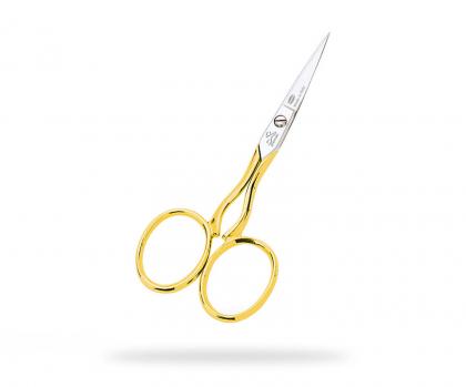 Ciseaux personnalisées Manche Or 9 cm. - Conf. en faux cuir