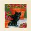 Cartes à broder : Les chats entre fleurs