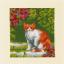 Cartes à broder : Les chats entre fleurs