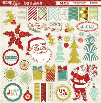 Étiquettes en carton Mistletoe Magic Noël 12 x 12
