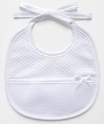Bavoir Baptême - blanc en tissu avec motifs losange