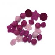 Boules de feutre - Fuchsia / Rose