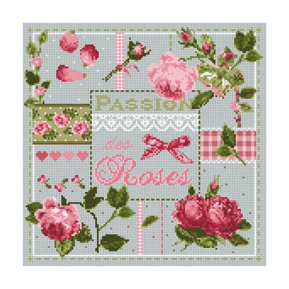 Kit Point De Croix Dimensions 'Romantic Floral' - Collection Or - Toile Aida 14 Count, Fils Coton Et Métallique - Taille Finie 13x16 Pouces