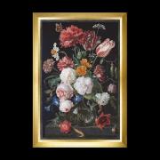 Still Life with Flowers in a Glass Vase, 1650-1683 - Noir - Aida