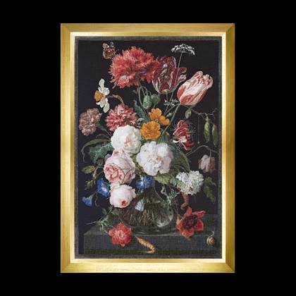 Still Life with Flowers in a Glass Vase, 1650-1683 - Noir - Aida