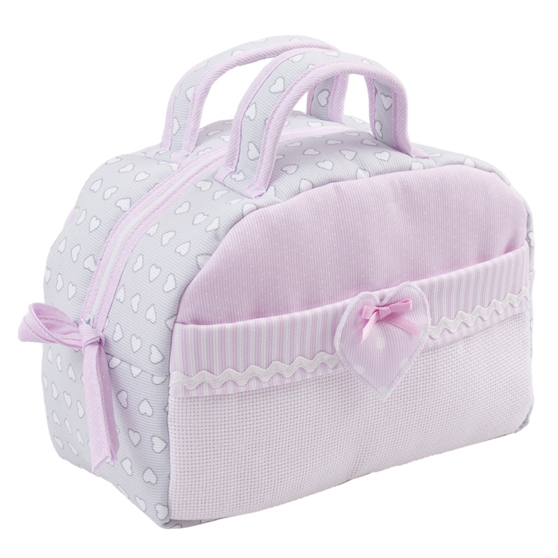 Trousse toilette Coeurs - Rose de Filet - Enfants - Supports à broder -  Casa Cenina