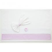 Drap lit Coeur - Rose - 90x120cm.