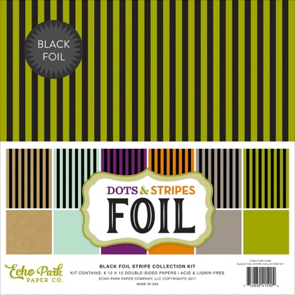 Set Papier pour décorations - Black Foil Stripe