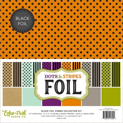 Set Papier pour décorations - Black Foil Dots & Stripe