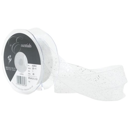 Ruban Random Glitter 25mm - Blanc