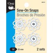 Boutons pression - Fleur - Blanc
